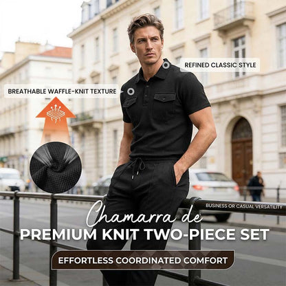 🚨 Eilmeldung: 50% endet heute Nacht! Set aus kurzärmeligem Oberteil und Hose aus Waffelpiqué für Herren