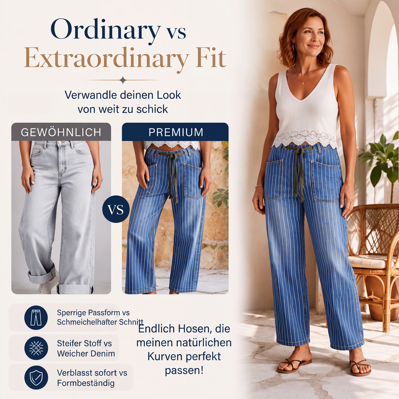 📢📢50%Rabatt!!!🎉✨Vertikal gestreifte elastische Denim-Hosen für Damen