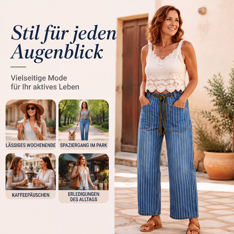 📢📢50%Rabatt!!!🎉✨Vertikal gestreifte elastische Denim-Hosen für Damen