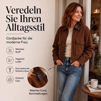 📢📢50%Rabatt!!!🎉✨Cordjacke für Damen mit kontrastierendem Revers