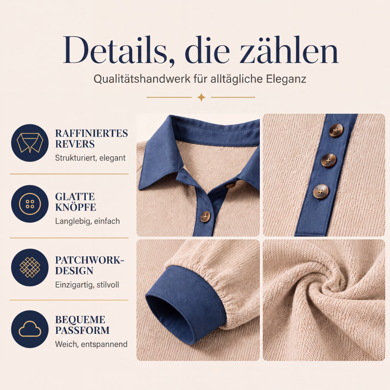 📢📢50%Rabatt!!!🎉✨Damen Strickoberteil mit kontrastierendem Jeanskragen