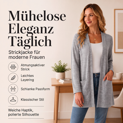 🧶 50 % RABATT – Lässige Damen-Cardigan mit offener Vorderseite & Taschen | Gemütlicher Layering-Look für jeden Tag ✨