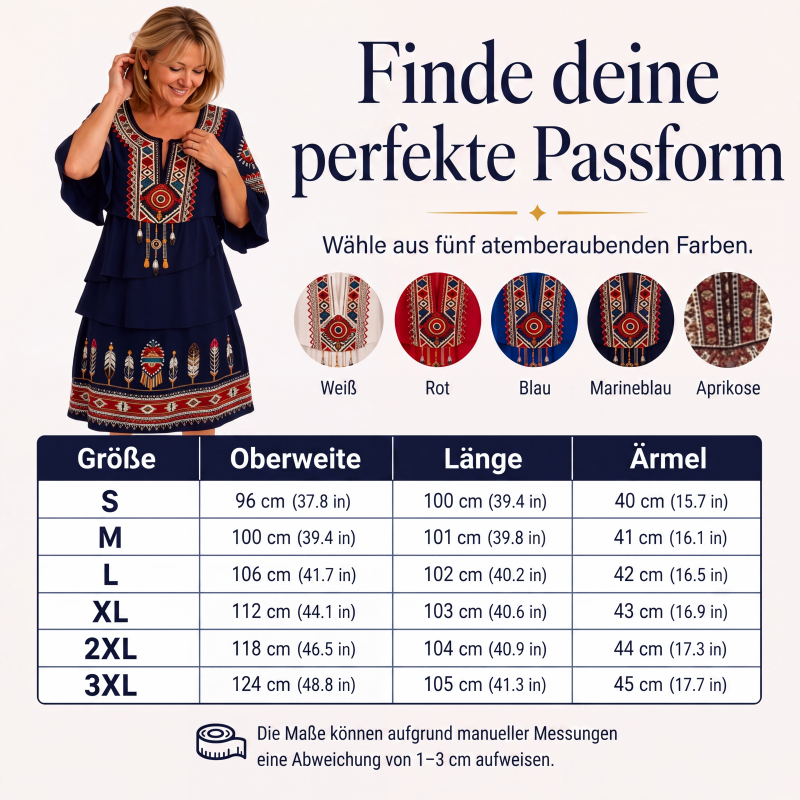 🌸 50 % RABATT – Damen Vintage Ethno-Print Stufenkleid | Boho-Eleganz trifft auf luftigen Komfort ✨