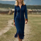 👗 50 % RABATT – Damen Wildleder-Midikleid mit Quastensaum & Reverskragen | Eleganter Boho-Stil mit femininer Silhouette ✨
