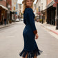 👗 50 % RABATT – Damen Wildleder-Midikleid mit Quastensaum & Reverskragen | Eleganter Boho-Stil mit femininer Silhouette ✨