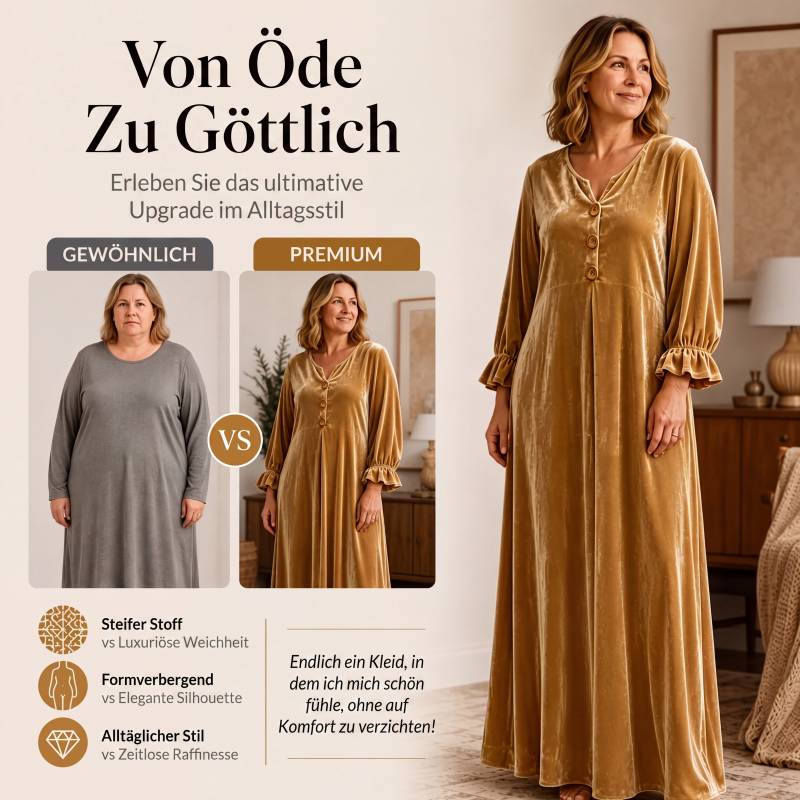 📢📢50%Rabatt!!!🎉✨Elegantes Samt-Maxikleid für Damen mit Rüschenärmeln