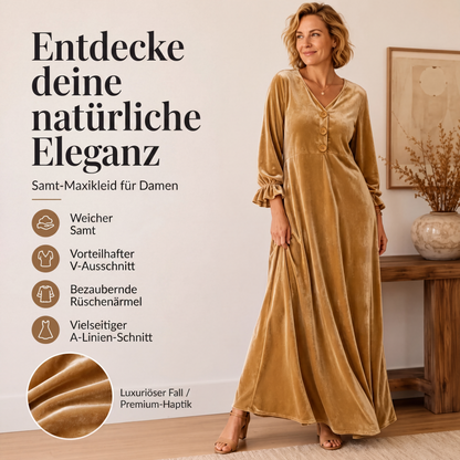 📢📢50%Rabatt!!!🎉✨Elegantes Samt-Maxikleid für Damen mit Rüschenärmeln