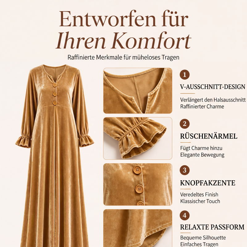 📢📢50%Rabatt!!!🎉✨Elegantes Samt-Maxikleid für Damen mit Rüschenärmeln