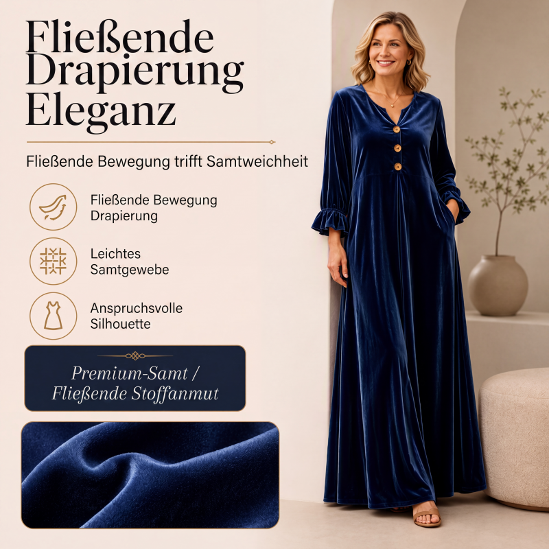📢📢50%Rabatt!!!🎉✨Elegantes Samt-Maxikleid für Damen mit Rüschenärmeln