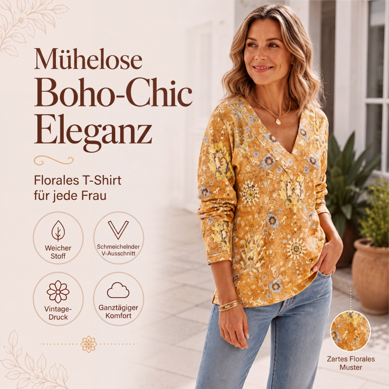 📢📢50%Rabatt!!!🎉✨Elegantes Damen-Oberteil mit Blumenmuster und V-Ausschnitt