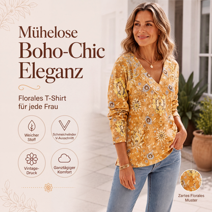📢📢50%Rabatt!!!🎉✨Elegantes Damen-Oberteil mit Blumenmuster und V-Ausschnitt