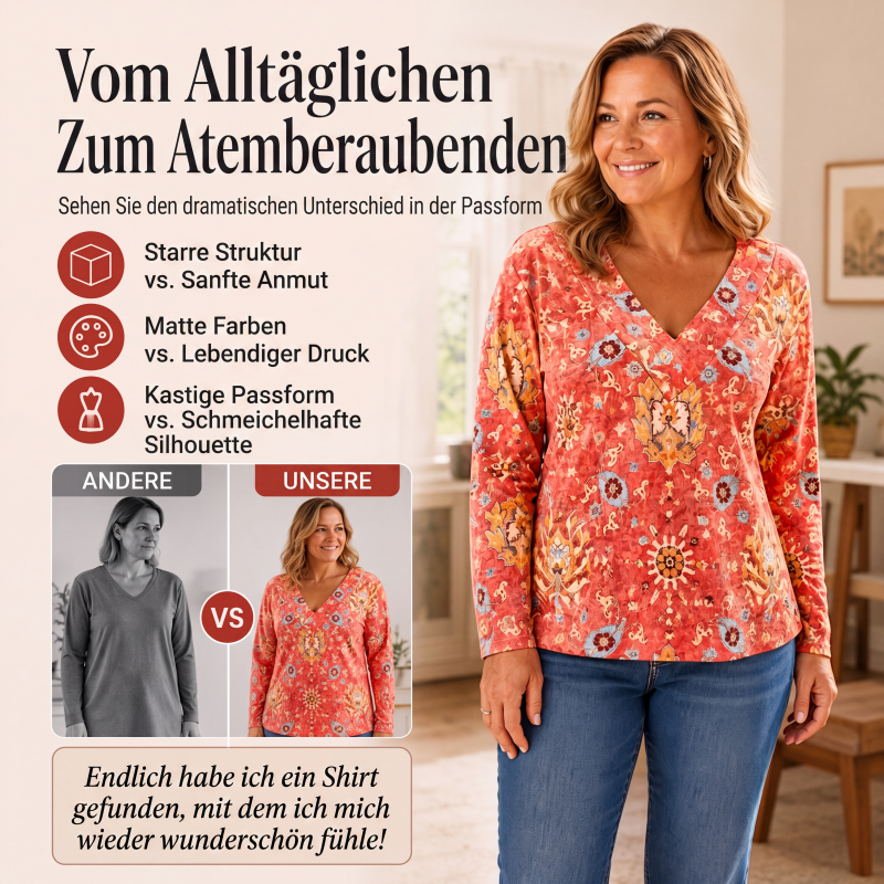 📢📢50%Rabatt!!!🎉✨Elegantes Damen-Oberteil mit Blumenmuster und V-Ausschnitt