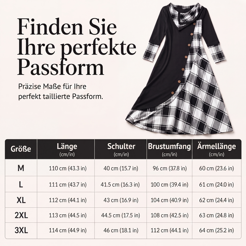 📢📢50%Rabatt!!!🎉✨Damen Maxikleid mit Karomuster und Kragen im Patchwork-Stil