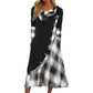 📢📢50%Rabatt!!!🎉✨Damen Maxikleid mit Karomuster und Kragen im Patchwork-Stil