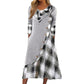 📢📢50%Rabatt!!!🎉✨Damen Maxikleid mit Karomuster und Kragen im Patchwork-Stil