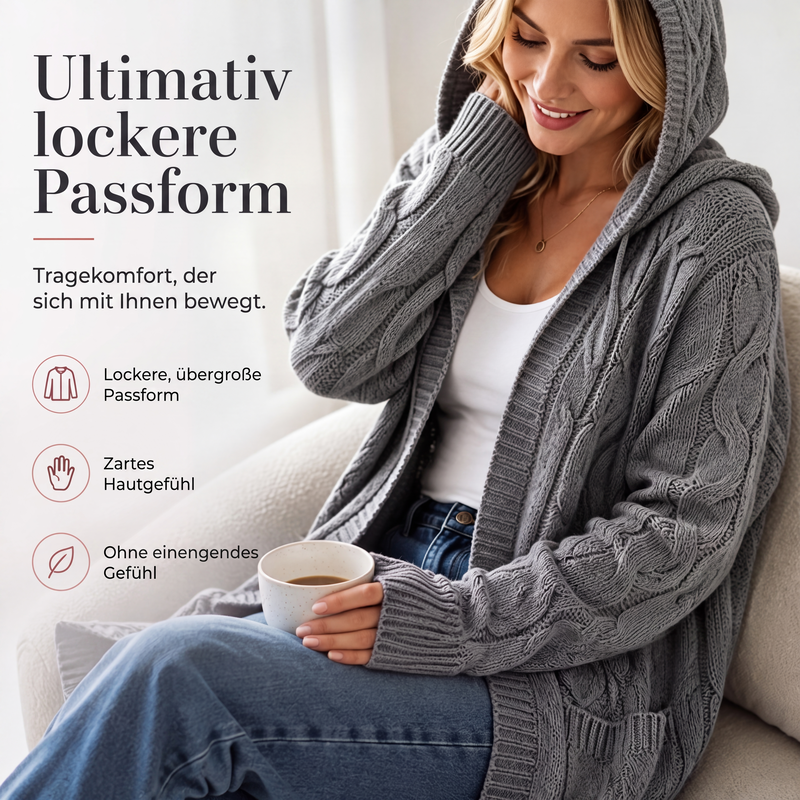 📢📢50 % Rabatt！🎉Lange Strickjacke mit Kapuze und Taschen für Damen