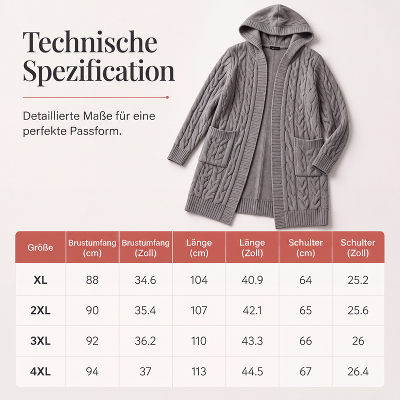 📢📢50 % Rabatt！🎉Lange Strickjacke mit Kapuze und Taschen für Damen
