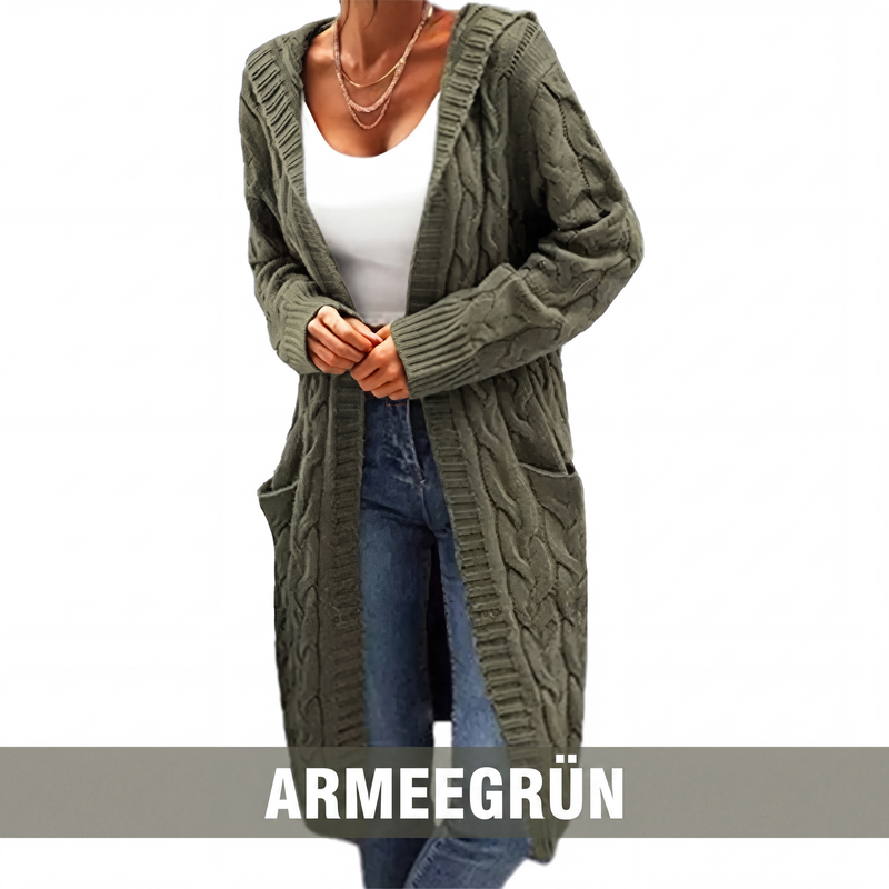 📢📢50 % Rabatt！🎉Lange Strickjacke mit Kapuze und Taschen für Damen