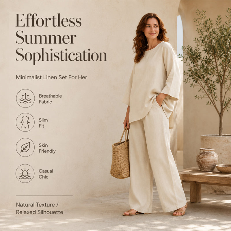 📢📢50%Rabatt!!!🎉✨ – solange der Vorrat reicht! 🌺Zweiteiliges Freizeit-Set für Damen aus Leinenmischung