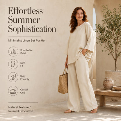 📢📢50%Rabatt!!!🎉✨ – solange der Vorrat reicht! 🌺Zweiteiliges Freizeit-Set für Damen aus Leinenmischung