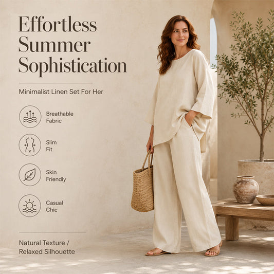 📢📢50%Rabatt!!!🎉✨ – solange der Vorrat reicht! 🌺Zweiteiliges Freizeit-Set für Damen aus Leinenmischung