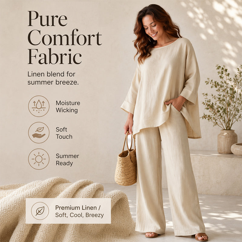 📢📢50%Rabatt!!!🎉✨ – solange der Vorrat reicht! 🌺Zweiteiliges Freizeit-Set für Damen aus Leinenmischung