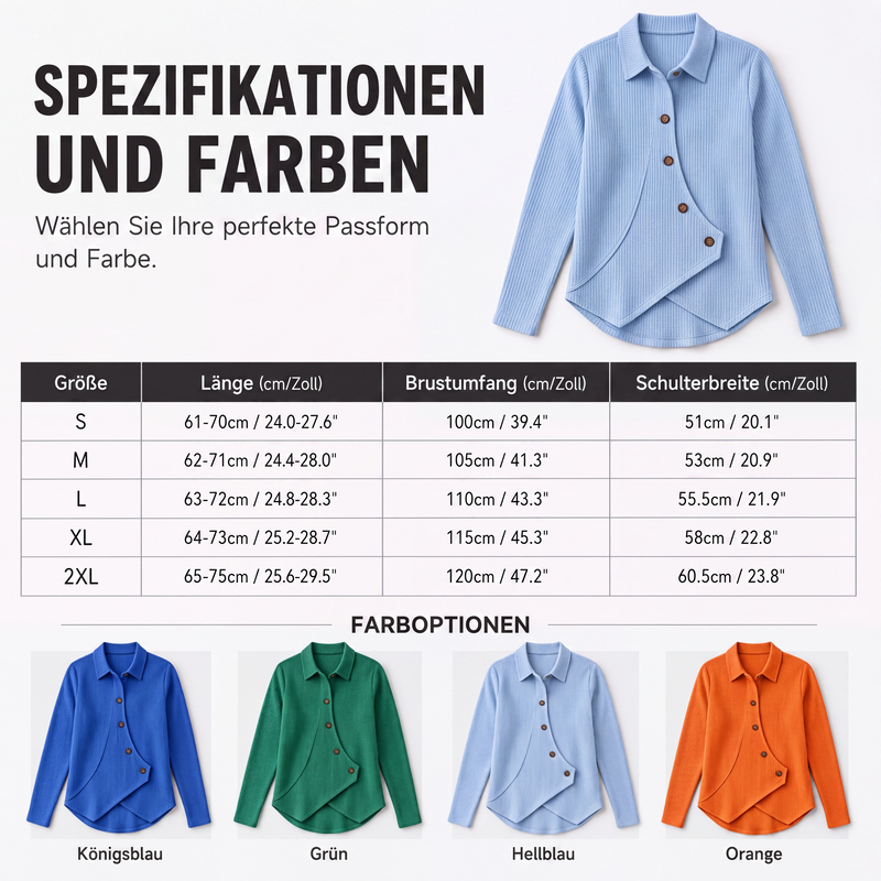 📢📢50%Rabatt!!!🎉✨Damen Strickoberteil mit Knöpfen und unregelmäßigem Saum