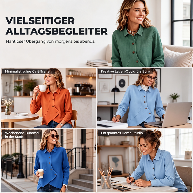 📢📢50%Rabatt!!!🎉✨Damen Strickoberteil mit Knöpfen und unregelmäßigem Saum