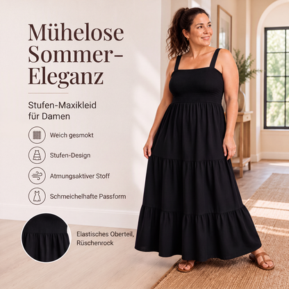 📢📢50%Rabatt!!!🎉✨Damen-Smock-Kleid mit Spaghettiträgern, gestuftes Kleid
