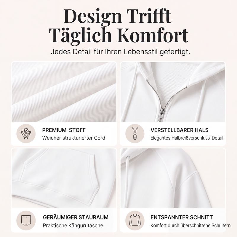 📢📢50%Rabatt!!!🎉✨Damen Cord-Hoodie mit halbem Reißverschluss
