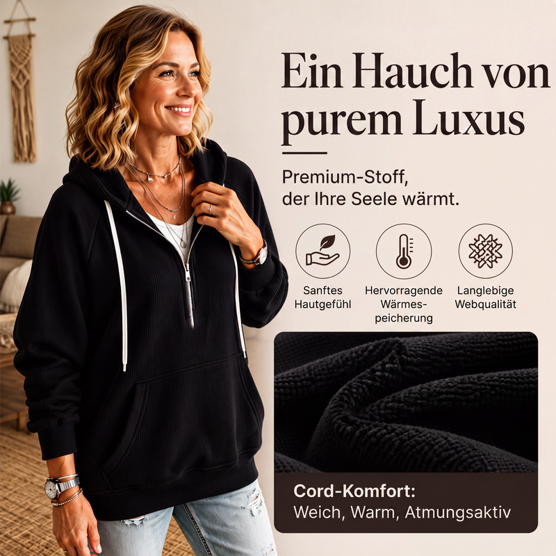 📢📢50%Rabatt!!!🎉✨Damen Cord-Hoodie mit halbem Reißverschluss