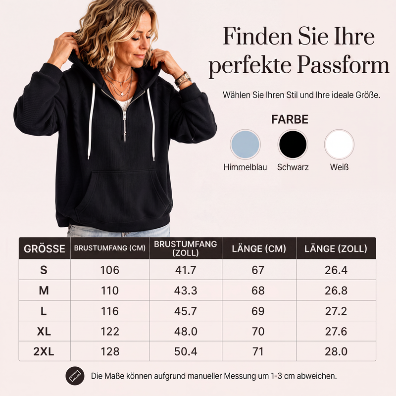 📢📢50%Rabatt!!!🎉✨Damen Cord-Hoodie mit halbem Reißverschluss