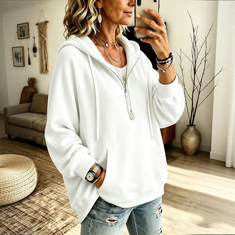 📢📢50%Rabatt!!!🎉✨Damen Cord-Hoodie mit halbem Reißverschluss