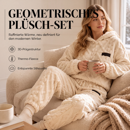📢📢50%Rabatt!!!🎉✨Plüsch-Zopfmuster-Kapuzenpullover und -Hosen-Set für Damen