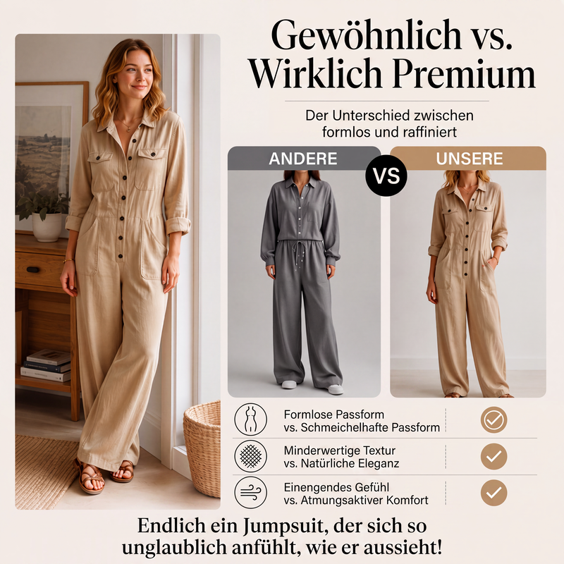 👖 50 % RABATT | Ein Teil, kompletter Look – Lässiger Damen-Cargo-Jumpsuit mit weitem Bein
