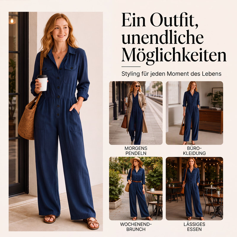 👖 50 % RABATT | Ein Teil, kompletter Look – Lässiger Damen-Cargo-Jumpsuit mit weitem Bein