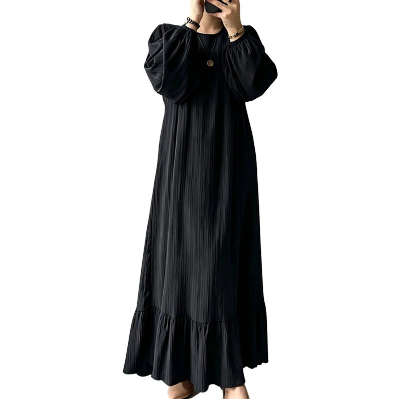 👗 50 % RABATT | Mühelose Eleganz für jeden Tag – Langarm-Maxi-Kleid mit Volantsaum