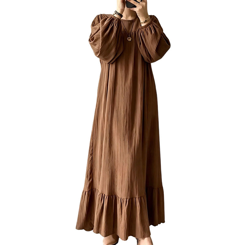 👗 50 % RABATT | Mühelose Eleganz für jeden Tag – Langarm-Maxi-Kleid mit Volantsaum