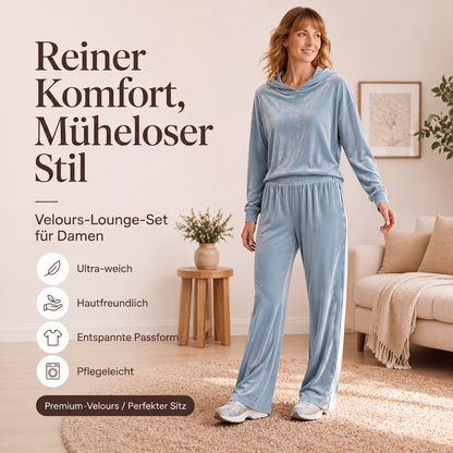 📢📢50%Rabatt!!!🎉✨Damen-Samt-Kapuzenpullover & Gestreifte Hosen Set