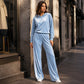 📢📢50%Rabatt!!!🎉✨Damen-Samt-Kapuzenpullover & Gestreifte Hosen Set