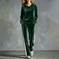 📢📢50%Rabatt!!!🎉✨Damen-Samt-Kapuzenpullover & Gestreifte Hosen Set