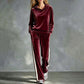 📢📢50%Rabatt!!!🎉✨Damen-Samt-Kapuzenpullover & Gestreifte Hosen Set