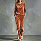 📢📢50%Rabatt!!!🎉✨Damen-Samt-Kapuzenpullover & Gestreifte Hosen Set