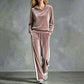 📢📢50%Rabatt!!!🎉✨Damen-Samt-Kapuzenpullover & Gestreifte Hosen Set