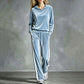 📢📢50%Rabatt!!!🎉✨Damen-Samt-Kapuzenpullover & Gestreifte Hosen Set