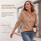 🧶 50 % RABATT | Gemütlich, lässig & vielseitig – Damen Rippstrick-Hoodie mit Knopfdetails