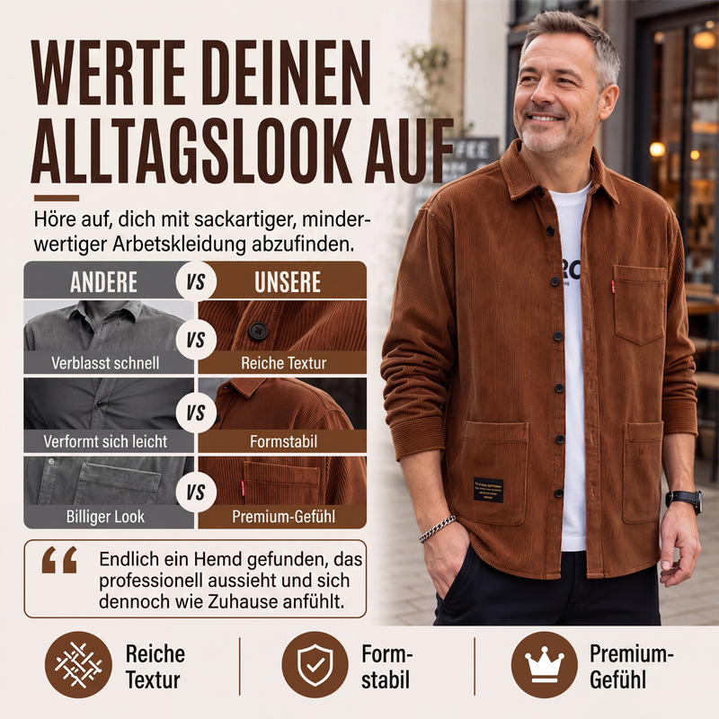 📢📢50%Rabatt!!!🎉✨Herren-Freizeithemd aus Cord, langärmlig