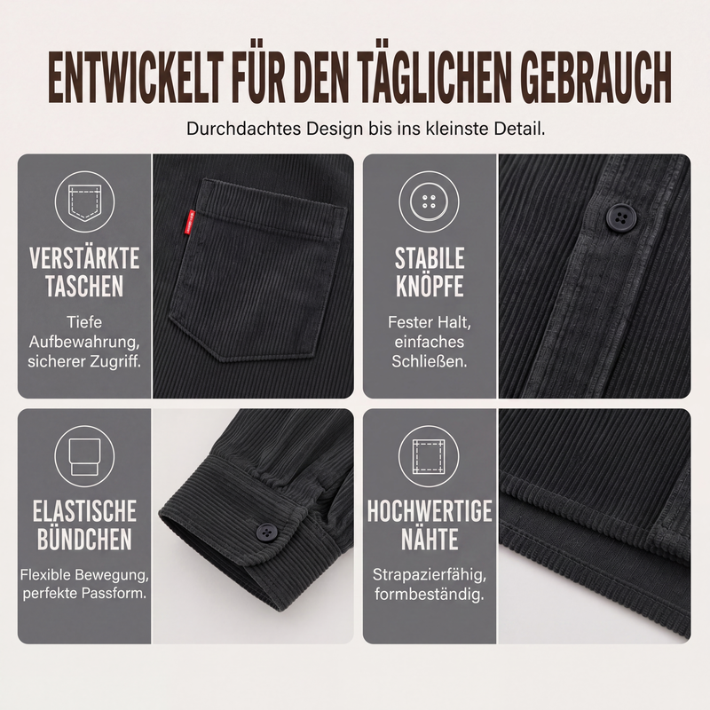 📢📢50%Rabatt!!!🎉✨Herren-Freizeithemd aus Cord, langärmlig