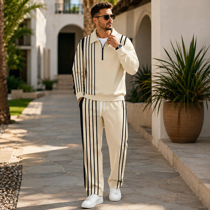 📢📢50%Rabatt!!!🎉✨Bedrucktes Trainingsanzug-Set für Herren mit Halbreißverschluss: Sweatshirt und Hose