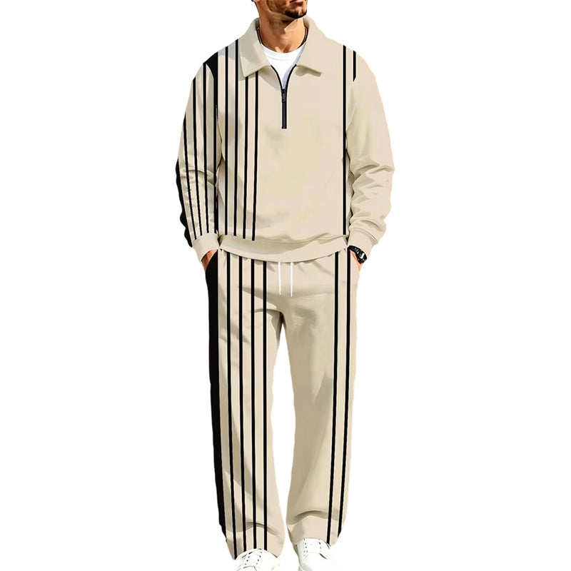 📢📢50%Rabatt!!!🎉✨Bedrucktes Trainingsanzug-Set für Herren mit Halbreißverschluss: Sweatshirt und Hose